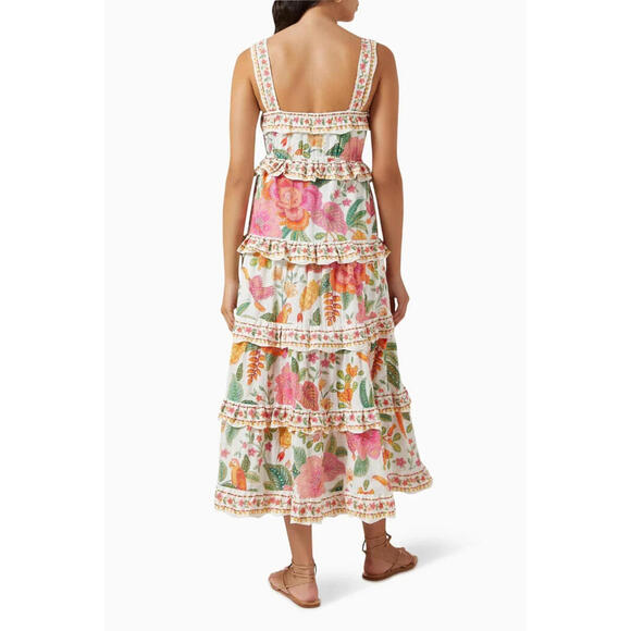 NEW, Farm Rio Square-Neck Tiered Ruffle Dress SZ L #MD1078 - Picture 11 of 11